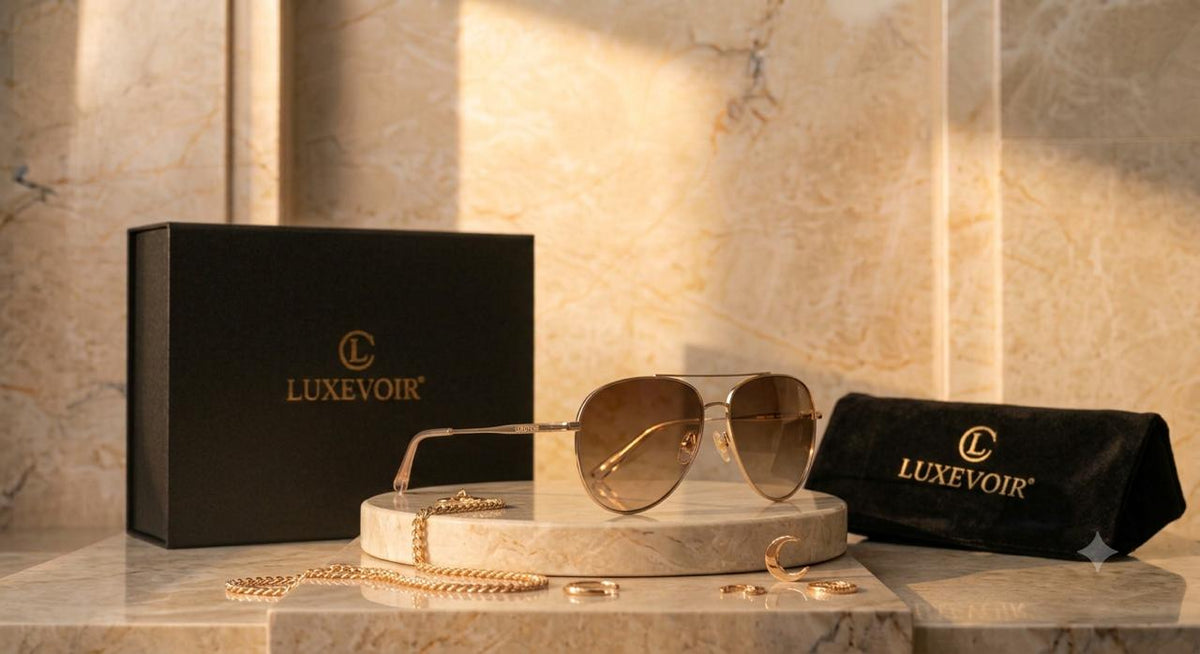 LUXEVOIR ÉCLAT — Gold Aviator Sunglasses